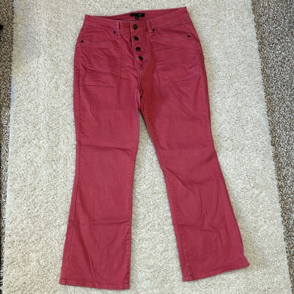 NWOT 12 DAILY THREADS cropped pink button fly cropped pants w cute front pockets